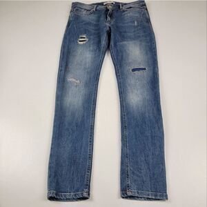 Zara‎ Distressed Paint Splatter Skinny Denim Jeans Mens Size 34x32